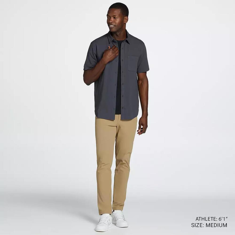 VRST Men's Refined Knit Short Sleeve Button Up